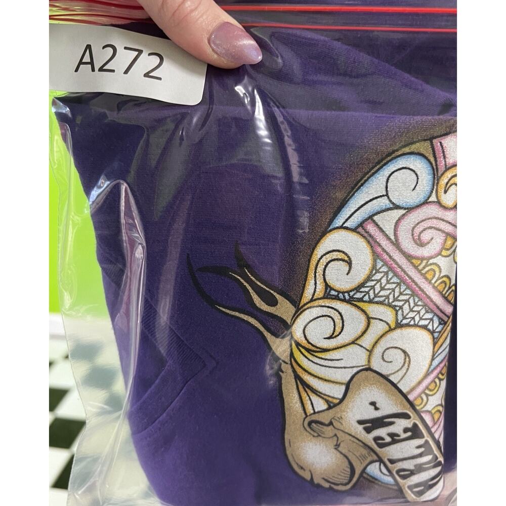 Harley Davidson Womens Large Purple Myrtle Beach Looney Tunes Tweety Tattoo Y2K - Picture 10 of 10
